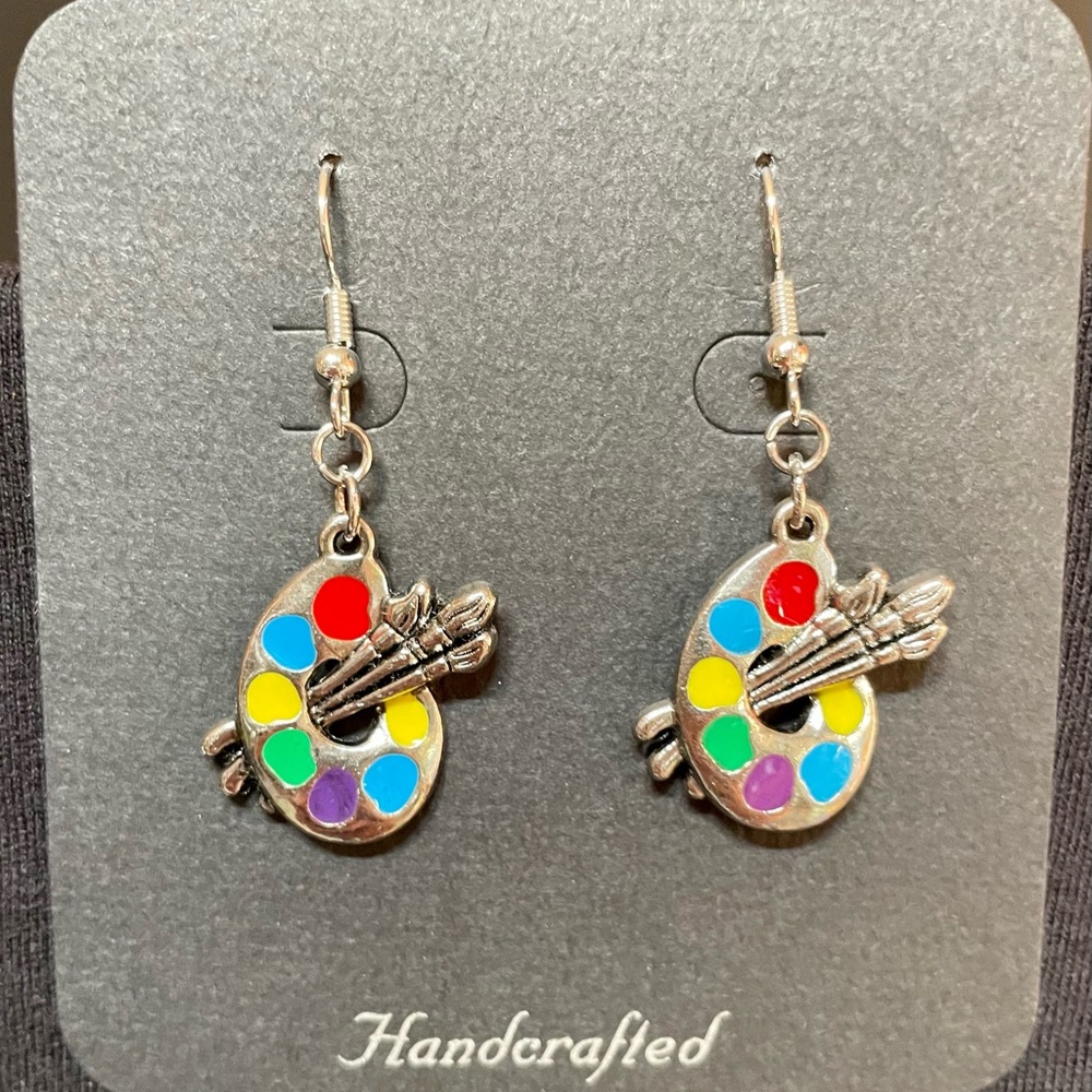 Paint Palette and Brushes Earrings